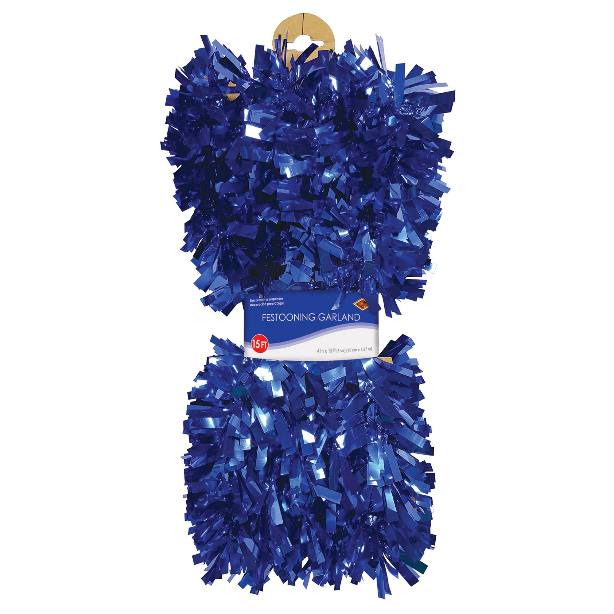 Beistle 15ft. Blue Metallic Festooning Garland